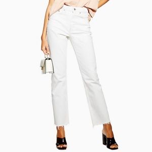 Topshop Ecru Straight Jeans